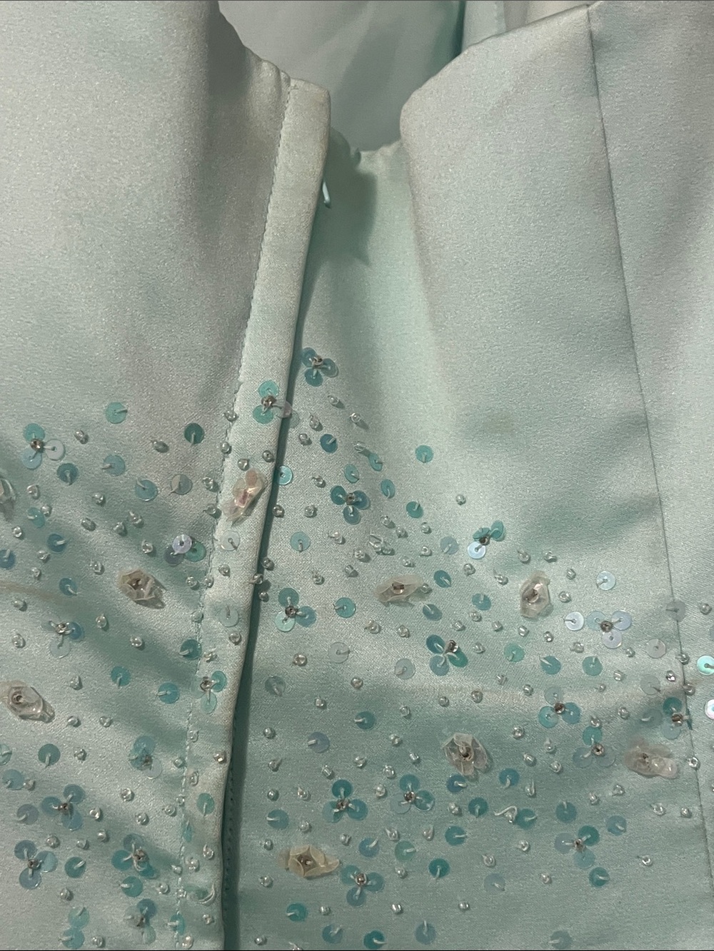 Aqua Tulle Ball Gown Prom Dress - Picture 5 of 7